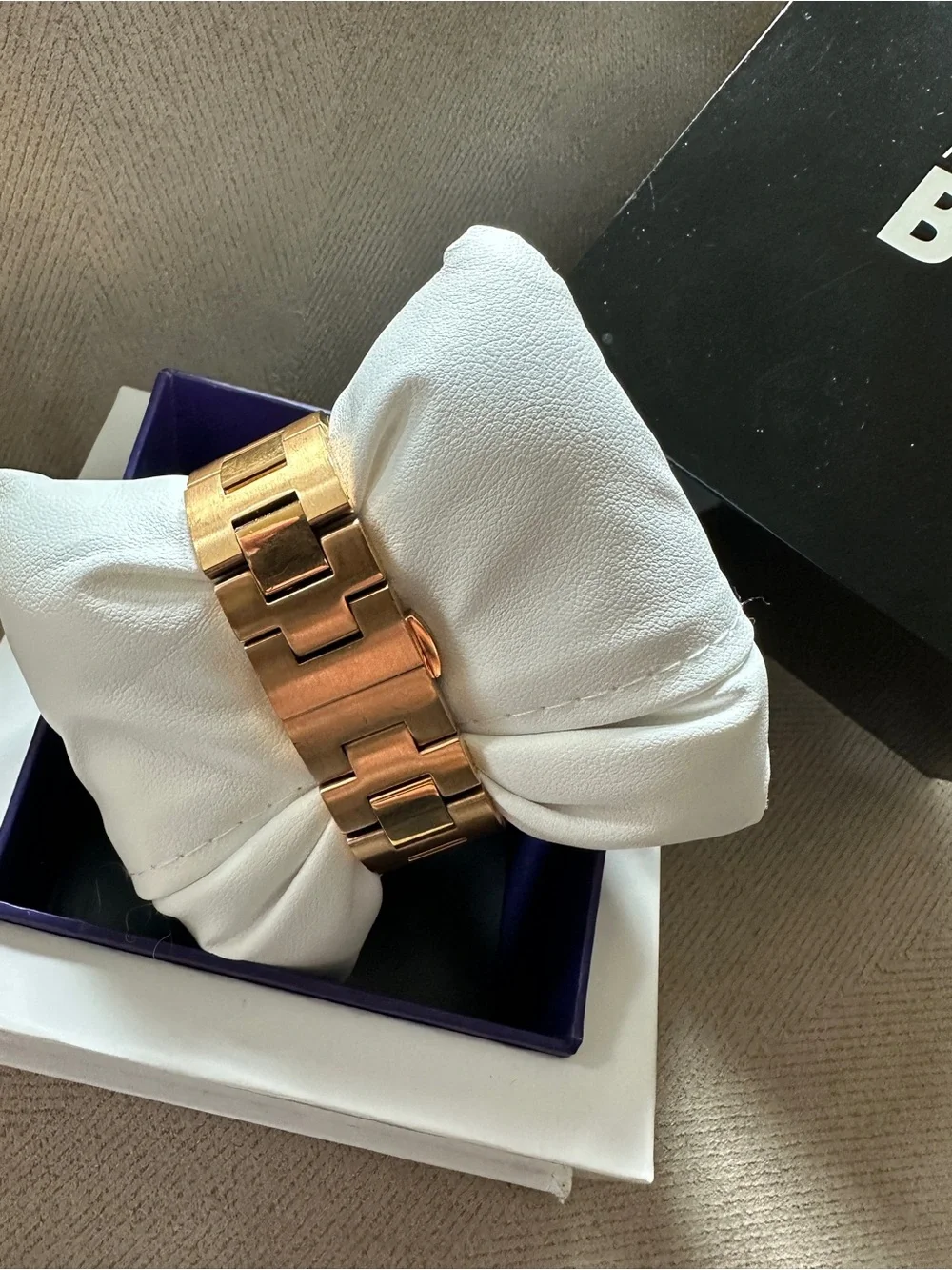 Movado Rose Gold-Tone Dial Steel Strap Watch